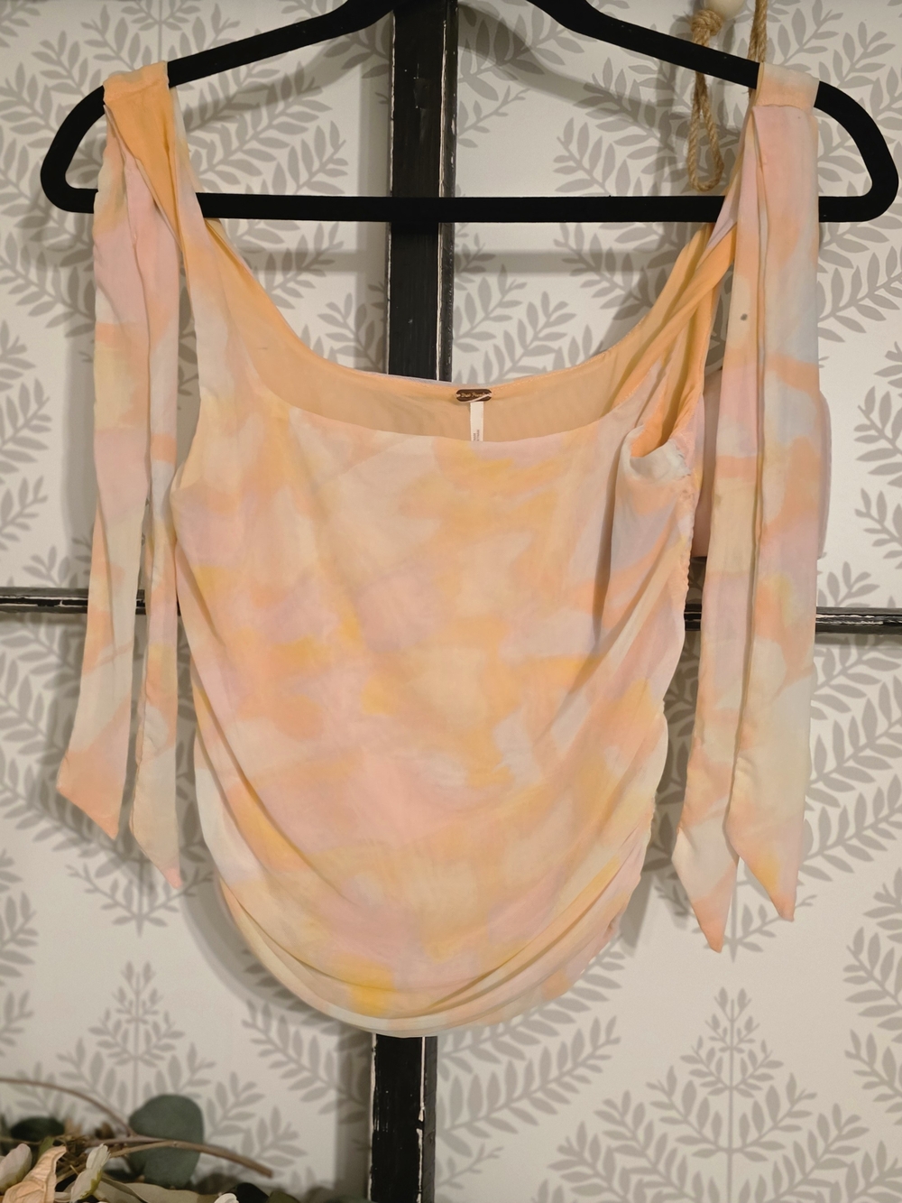 Free People Pastel Pink & Peach Tie-Shoulder Camisole Top